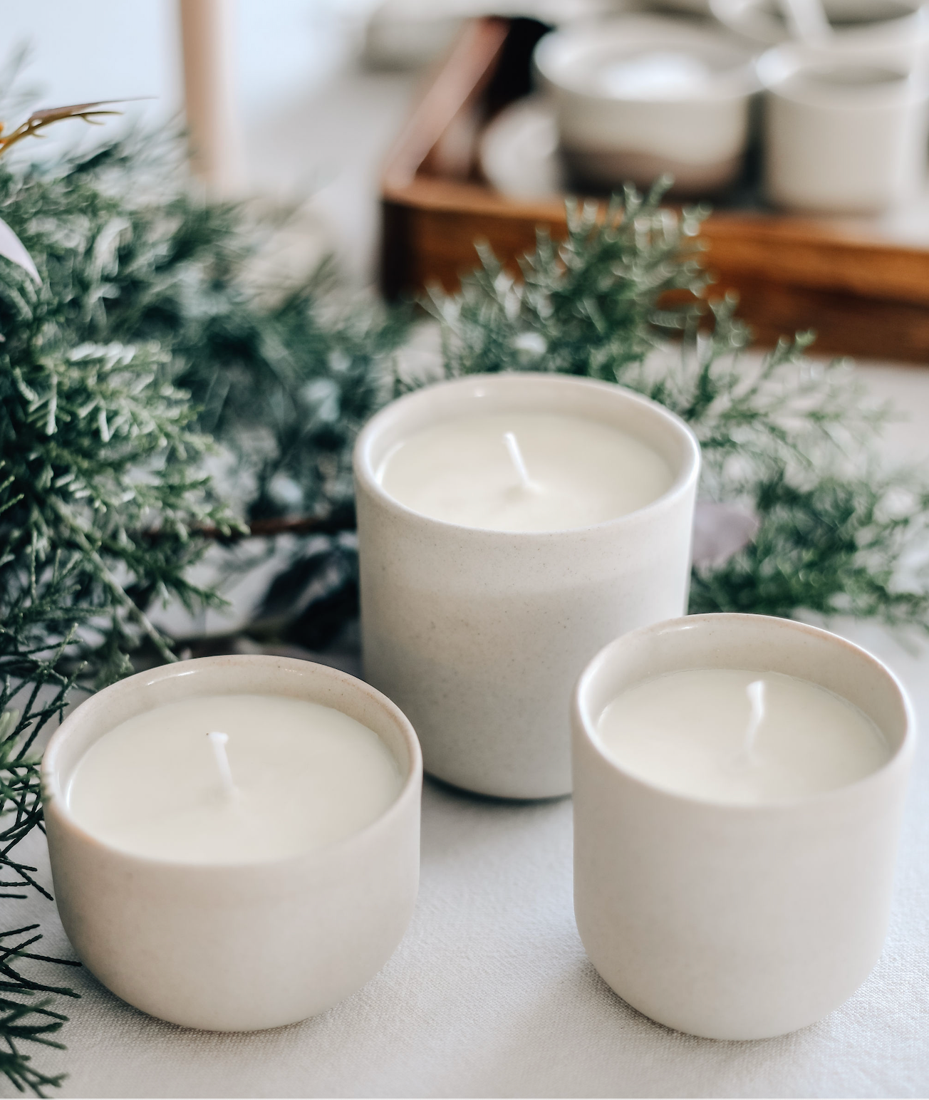 Natural soy wax candles - in handmade Marga cups