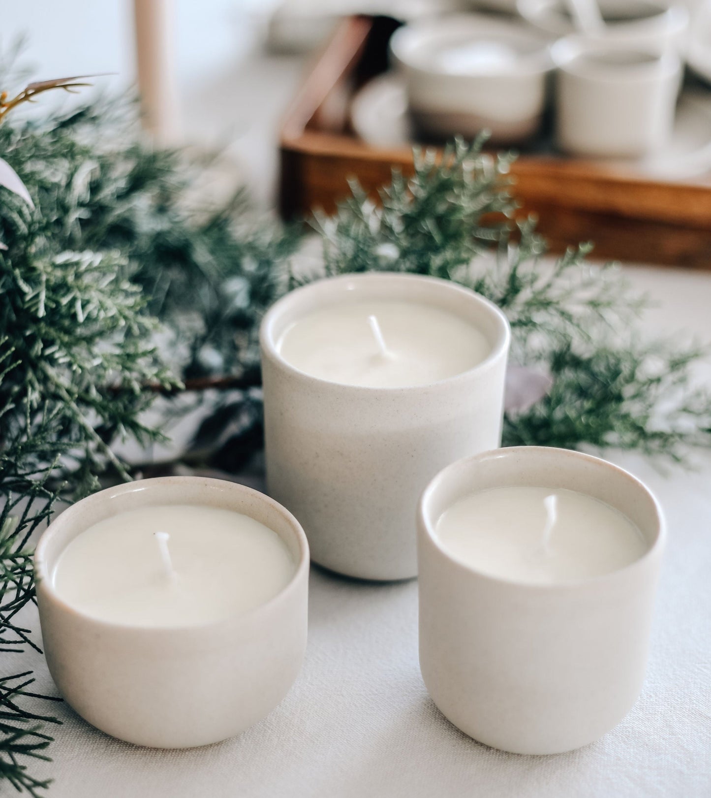 Natural soy wax candles - in handmade Marga cups
